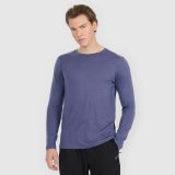 Pánsky rýchloschnúci trekkingový longsleeve s merino vlnou - tmavomodrý · záber 1