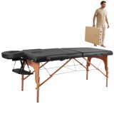 Masážne lehátko inSPORTline Taisage 186x70x62-84 cm 2-dielne drevené - Farba: Čierna · záber 1