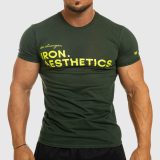 Pánske fitness tričko Iron Aesthetics Be Stronger, zelené · záber 2