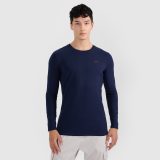 Longsleeve slim hladký pánsky - tmavomodrý · záber 1