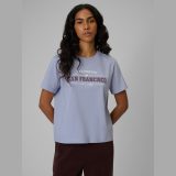 T-shirt boxy s potlačou dámsky - modrý · záber 1