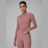 Tréningový longsleeve slim rýchloschnúci dámsky - ružová · záber 1