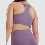 Dievčenský rýchloschnúci športový crop top 4F JUNIOR x Anna Lewandowska - fialový · záber 2