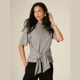 T-shirt regular s viazaním dámsky - sivý · záber 1