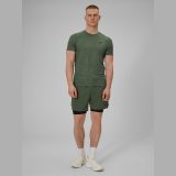 Pánske regular rýchloschnúce tréningové tričko - khaki · záber 4