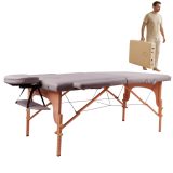 Masážne lehátko inSPORTline Taisage 186x70x62-84 cm 2-dielne drevené - Farba: Sivá · záber 1