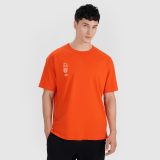 Pánske oversize tričko s potlačou - oranžové · záber 1