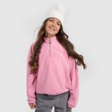 Fleecová mikina oversize so stojačikom dievčenská - ružová · záber 1