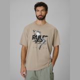 T-shirt loose s potlačou pánsky - béžový · záber 1