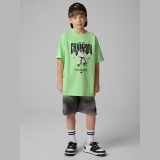T-shirt loose s potlačou chlapčenský - zelený · záber 2