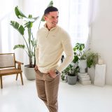 Sveter so zipsom Iron Aesthetics Tomas, béžový · záber 1