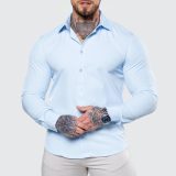 Strečová košeľa Iron Aesthetics Slim Stretch, svetlomodrá · záber 2