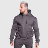 Mikina s kapucňou Iron Aesthetics Cargo Hoodie, tmavosivá · záber 1