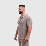 Pánska pletená košeľa Iron Aesthetics Vibe, béžová · záber 3