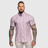 Strečová košeľa Iron Aesthetics Short Stripe, svetlofialová · záber 1