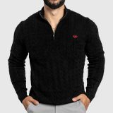 Pánsky sveter Iron Aesthetics Cable Knit, čierny · záber 1