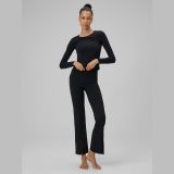 Dámsky SLIM rýchloschnúci joga longsleeve - čierny · záber 2
