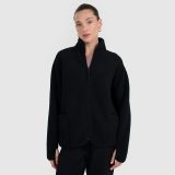 Sherpa fleece s golierom oversize dámsky - čierny · záber 1