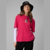 T-shirt loose s potlačou dámsky - ružový · záber 5