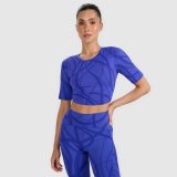 Rýchloschnúci dámsky tréningový crop-top - modrý · záber 1