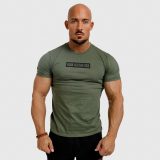 Pánske fitness tričko Iron Aesthetics Boxed, vojenská zelená · záber 2