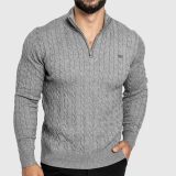 Pánsky sveter Iron Aesthetics Cable Knit, sivý · záber 1