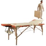 Masážne lehátko inSPORTline Japane 195x70x62-84 cm 3-dielne drevené - Farba: Oranžová · záber 1
