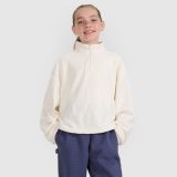 Dievčenský oversize fleece so stojačikom - biely · záber 1