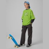 T-shirt loose s potlačou chlapčenský - zelený · záber 4