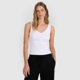 Dámsky slim top z rebrovanej pleteniny - biely · záber 3