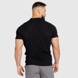 Pánske tričko Iron Aesthetics Polo Knit, čierne · záber 4