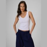 Top slim z rebrovanej pleteniny dámsky - biely · záber 3