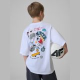 T-shirt loose s potlačou chlapčenský - biely · záber 1