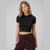 T-shirt slim hladký dámsky - čierny · záber 7