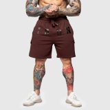 Teplákové kraťasy Iron Aesthetics College, hnedé · záber 1