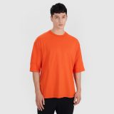 Pánske oversize tričko hladké - oranžové · záber 1