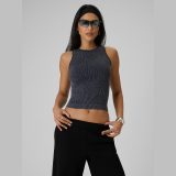 Top slim z rebrovanej pleteniny dámsky - čierny · záber 9