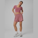 Dámsky bezšvový tréningový crop top - ružový · záber 2