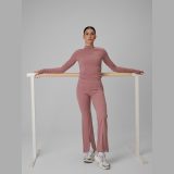 Tréningový longsleeve slim rýchloschnúci dámsky - ružová · záber 2