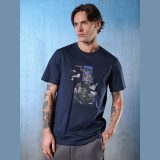 T-shirt regular s potlačou pánsky - tmavomodrý · záber 1