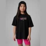 T-shirt loose s potlačou dievčenský - čierny · záber 9