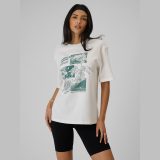 T-shirt loose s potlačou dámsky - biely · záber 1