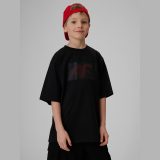T-shirt loose s potlačou chlapčenský - čierny · záber 5