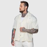 Oversized košeľa Iron Aesthetics Cuban, béžová · záber 3
