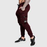 Pánske tepláky Iron Aesthetics Cargo Joggers, bordové · záber 1