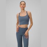 Dámsky rýchloschnúci joga crop-top - tmavomodrý · záber 2