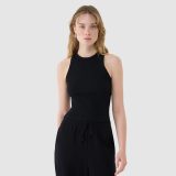Dámsky slim top z rebrovaného materiálu - čierny · záber 2