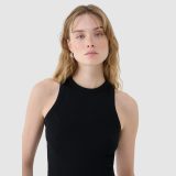 Dámsky slim top z rebrovaného materiálu - čierny · záber 1