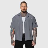 Oversized košeľa Iron Aesthetics Cuban, sivá · záber 1