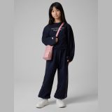 Dievčenský loose longsleeve s potlačou - tmavomodrý · záber 1
